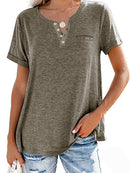 Fashion Solid Color Pocket Short Sleeve T-Shirt (Buy 3 Free Shipping)