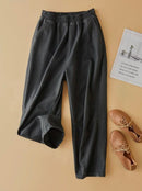 Casual Straight Ninth Pants With Pockets In Solid Color