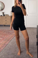 Women's casual tight sports shorts two-piece set