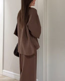 Casual V-Neck Top & Pants Two-Piece Set