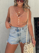 2024 New Women's Washed Button Tank (Buy 3 Free Shipping)