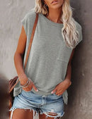 Summer Solid Color Round Neck Short Sleeve T-shirt (Buy 3 Free Shipping)