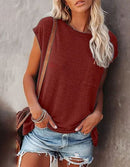 Summer Solid Color Round Neck Short Sleeve T-shirt (Buy 3 Free Shipping)