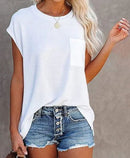Summer Solid Color Round Neck Short Sleeve T-shirt (Buy 3 Free Shipping)