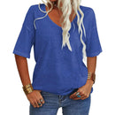 Women's Solid Color V-Neck T-shirt [On Sale & Quick Ship!]