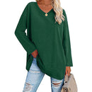 Women's Loose Long Sleeve Fashion V-neck Top (Buy 3 Free Shipping)