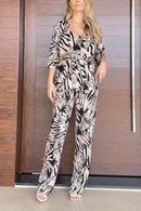 Women's Printed Jumpsuit + Top Set