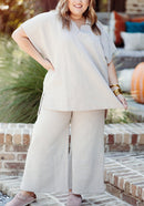 2024 New Textured V Neck Top and Pants Casual Set (Buy 2 Free Shipping)