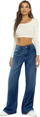 HDLTE Women Wide Leg Jeans High Waist Baggy Jeans Loose Boyfriend Jeans Denim Pants Y2K