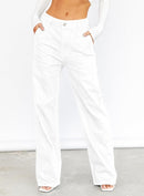 Dokotoo Women's Casual Mid Waist Cargo Jeans Stretch Wide Leg Denim Pants with Pockets