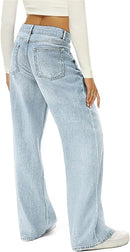 HDLTE Women Wide Leg Jeans High Waist Baggy Jeans Loose Boyfriend Jeans Denim Pants Y2K