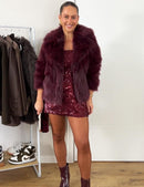 Flygo Women&#39;s Faux Fur Coat Fluffy Faux Fur Jacket Long Sleeve Lapel Furry Winter Jackets Shaggy Parka Short Coat