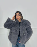 Flygo Women&#39;s Faux Fur Coat Fluffy Faux Fur Jacket Long Sleeve Lapel Furry Winter Jackets Shaggy Parka Short Coat