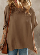 Dokotoo Women's Casual Oversized Short Sleeve Solid Color Loose Texture Knit Tunic Tops Blouses