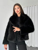 Flygo Women&#39;s Faux Fur Coat Fluffy Faux Fur Jacket Long Sleeve Lapel Furry Winter Jackets Shaggy Parka Short Coat