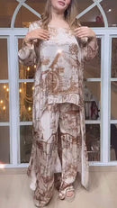 Round Neck Casual Long Sleeve Printed Two Piece Suit