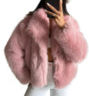 Flygo Women&#39;s Faux Fur Coat Fluffy Faux Fur Jacket Long Sleeve Lapel Furry Winter Jackets Shaggy Parka Short Coat
