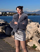 Flygo Women&#39;s Faux Fur Coat Fluffy Faux Fur Jacket Long Sleeve Lapel Furry Winter Jackets Shaggy Parka Short Coat