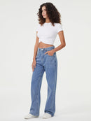 HDLTE Women Wide Leg Jeans High Waist Baggy Jeans Loose Boyfriend Jeans Denim Pants Y2K