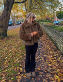 Flygo Women&#39;s Faux Fur Coat Fluffy Faux Fur Jacket Long Sleeve Lapel Furry Winter Jackets Shaggy Parka Short Coat