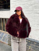 Flygo Women&#39;s Faux Fur Coat Fluffy Faux Fur Jacket Long Sleeve Lapel Furry Winter Jackets Shaggy Parka Short Coat