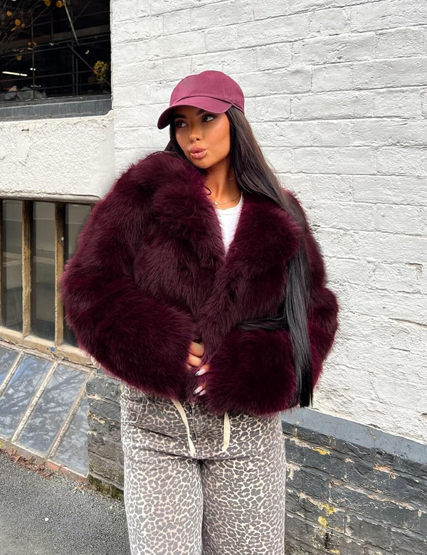 Flygo Women&#39;s Faux Fur Coat Fluffy Faux Fur Jacket Long Sleeve Lapel Furry Winter Jackets Shaggy Parka Short Coat