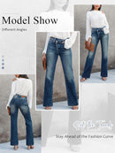 HDLTE Women Wide Leg Jeans High Waist Baggy Jeans Loose Boyfriend Jeans Denim Pants Y2K