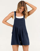 ANRABESS Casual Adjustable Strap Linen Short Bib Overalls Jumpsuit Rompers