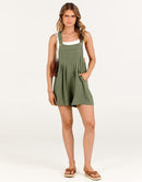 ANRABESS Casual Adjustable Strap Linen Short Bib Overalls Jumpsuit Rompers