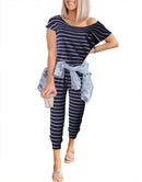 ANRABESS Casual Off Shoulder Elastic Waist Stretchy Long Romper Jumpsuit