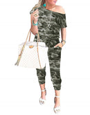 ANRABESS Casual Off Shoulder Elastic Waist Stretchy Long Romper Jumpsuit