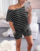 ANRABESS Casual Off Shoulder Elastic Waist Stretchy Long Romper Jumpsuit