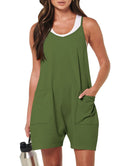 Anrabess Casual Rompers Loose Spaghetti Strap Shorts Jumpsuit with Pockets