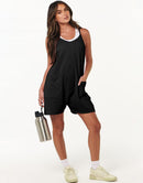 Anrabess Casual Rompers Loose Spaghetti Strap Shorts Jumpsuit with Pockets