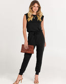 ANRABESS Crewneck Sleeveless Stretchy Jumpsuits Rompers with Pockets