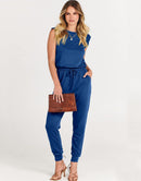 ANRABESS Crewneck Sleeveless Stretchy Jumpsuits Rompers with Pockets