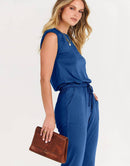 ANRABESS Crewneck Sleeveless Stretchy Jumpsuits Rompers with Pockets