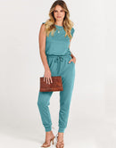 ANRABESS Crewneck Sleeveless Stretchy Jumpsuits Rompers with Pockets