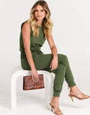 ANRABESS Crewneck Sleeveless Stretchy Jumpsuits Rompers with Pockets