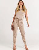 ANRABESS Crewneck Sleeveless Stretchy Jumpsuits Rompers with Pockets