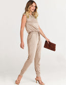 ANRABESS Crewneck Sleeveless Stretchy Jumpsuits Rompers with Pockets