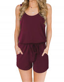 ANRABESS Scoop Neck Sleeveless Tank Top Short Jumpsuit Rompers with Pockets