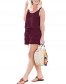 ANRABESS Scoop Neck Sleeveless Tank Top Short Jumpsuit Rompers with Pockets