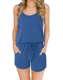 ANRABESS Scoop Neck Sleeveless Tank Top Short Jumpsuit Rompers with Pockets