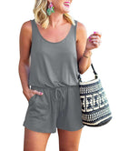 ANRABESS Scoop Neck Sleeveless Tank Top Short Jumpsuit Rompers with Pockets