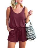 ANRABESS Scoop Neck Sleeveless Tank Top Short Jumpsuit Rompers with Pockets