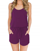 ANRABESS Scoop Neck Sleeveless Tank Top Short Jumpsuit Rompers with Pockets