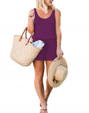 ANRABESS Scoop Neck Sleeveless Tank Top Short Jumpsuit Rompers with Pockets