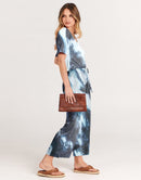 ANRABESS Short Sleeve V Neck Elastic Waist Wide Leg Cropped Pant Jumpsuits Rompers