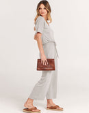 ANRABESS Short Sleeve V Neck Elastic Waist Wide Leg Cropped Pant Jumpsuits Rompers
